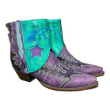 9 Embroidered Purple & Metallic Leather Canty Boots® with Star Inlay