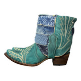 9 Embroidered Turquoise & Layered Designer Denim Canty Boots®