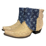 10 Embroidered Tan & Designer Denim Canty Boots®