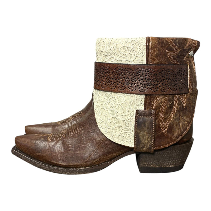 9 Brown & Lace Printed Leather Canty Boots®