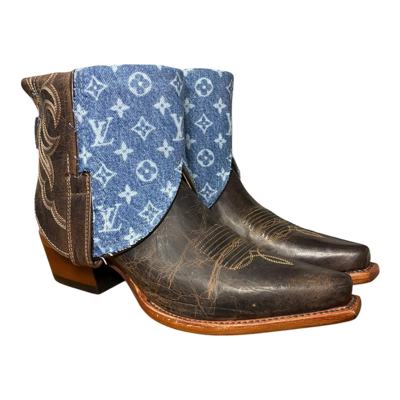 8 Embroidered Brown & Designer Denim Canty Boots®