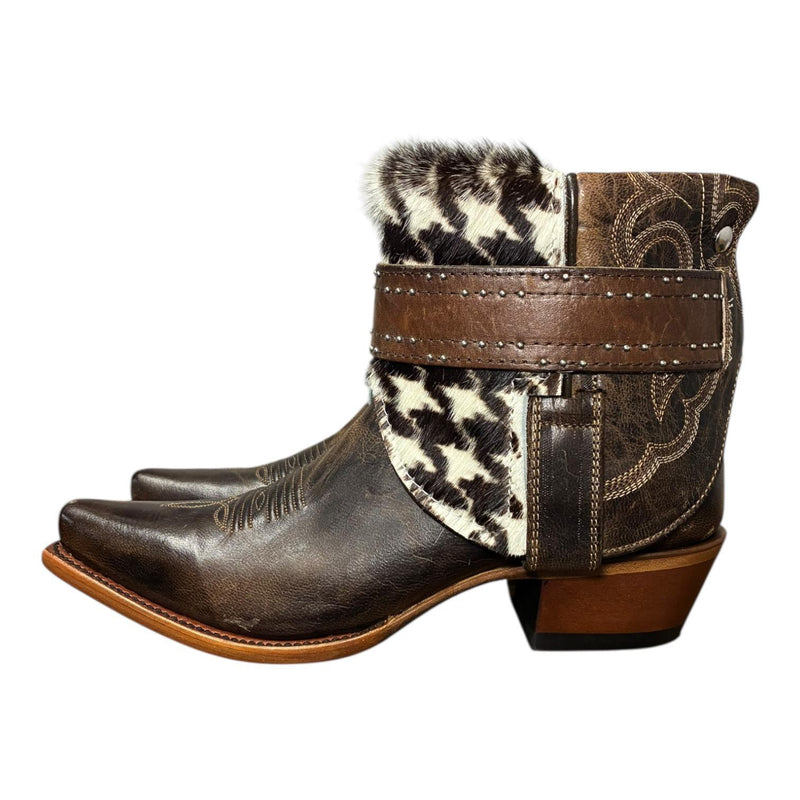 8.5 Brown & Houndstooth Hair-on Hide Canty Boots®