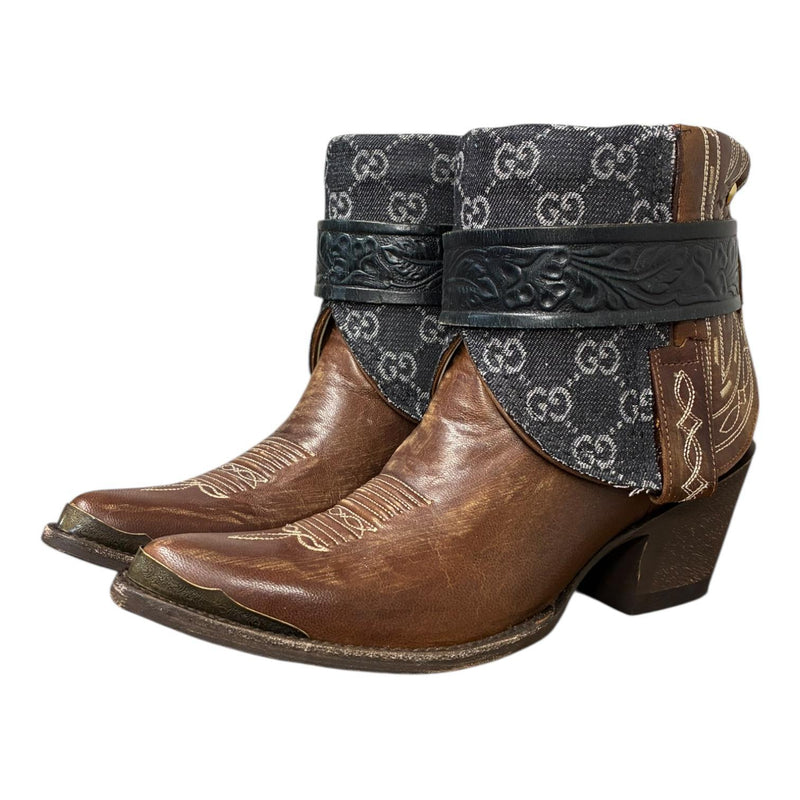 9 Embroidered Brown & Designer Denim Canty Boots®