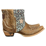 11 Embroidered Brown & Light Blue Leopard Canty Boots® with Star Inlay