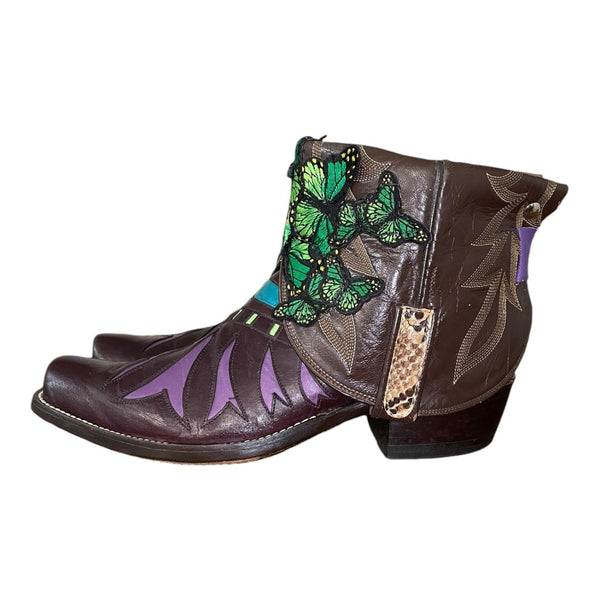 9 Purple & Brown with Butterfly Patches Canty Boots®