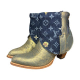 8.5 Gold Glitter & Designer Denim Canty Boots®
