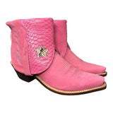 8 Pink & Embossed Leather Canty Boots® with Star Inlay
