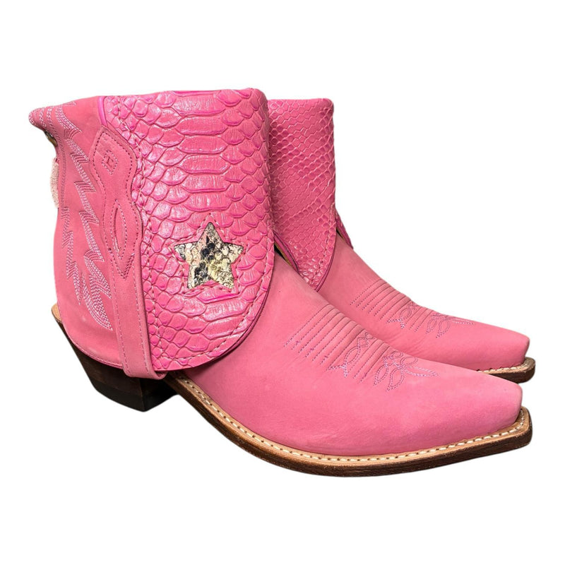 8 Pink & Embossed Leather Canty Boots® with Star Inlay