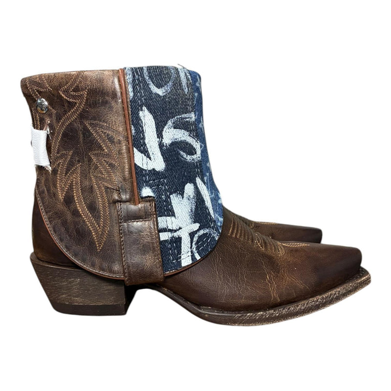 7.5 Brown & Layered Designer Denim Canty Boots®