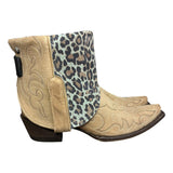 6.5 Embroidered Tan & Light Blue Leopard Canty Boots®