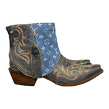9 Embroidered Blue & Designer Denim Canty Boots® with Amber Concho
