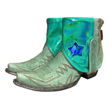 7.5 Embroidered Turquoise & Metallic Leather Canty Boots® with Star Inlay
