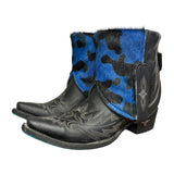 6.5 Embroidered Black & Blue Camo Hair-on Hide Canty Boots®
