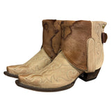 7 Embroidered Tan & Hair-on Hide Canty Boots® with Turquoise Concho