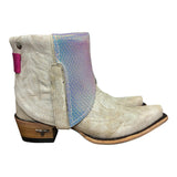 6 Embroidered White & Metallic Leather Canty Boots®