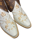 8.5 Cream Embroidered Floral & Designer Canty Boots®