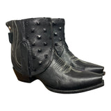 8.5 Embroidered Black & Studded Black Leather Canty Boots® with Star Inlay
