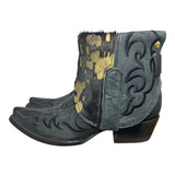 7 Embroidered Black & Metallic Hair-on Hide Canty Boots®