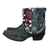 6.5 Embroidered Black & Floral Leather Canty Boots®
