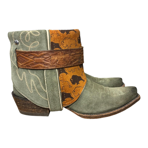 8 Green Rough Out & Buffalo Print Canty Boots®