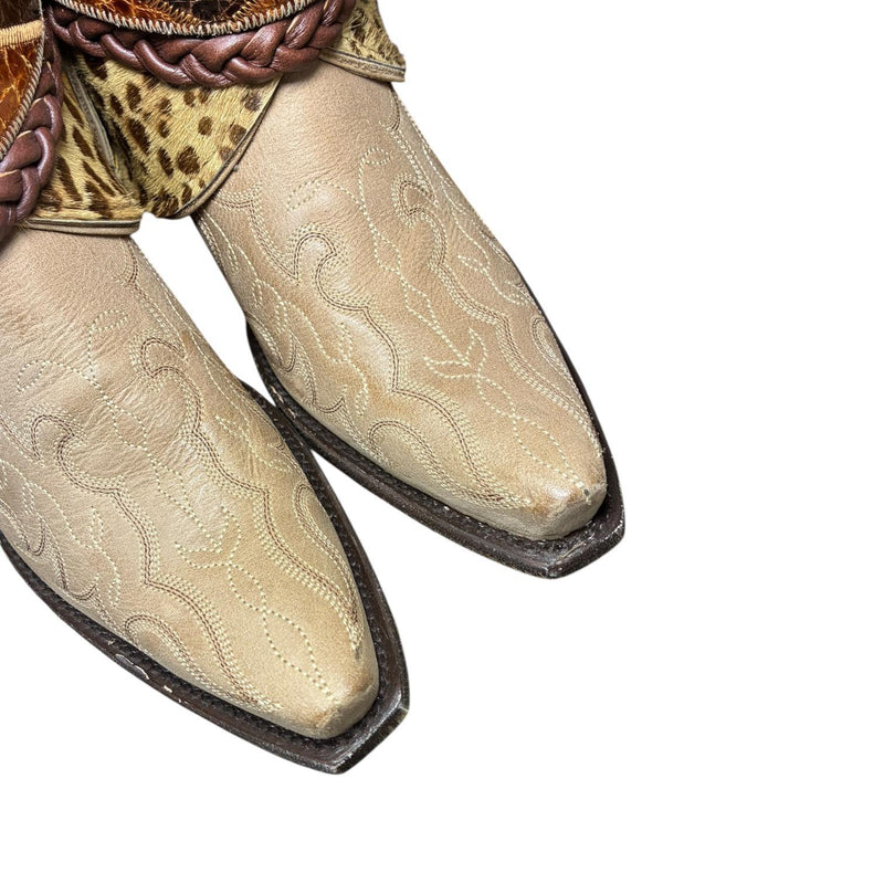 9 Embroidered Tan & Leopard Hair-on Hide Canty Boots®