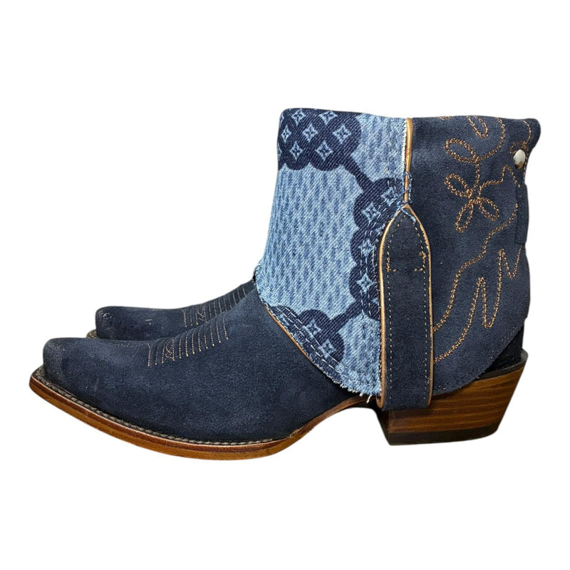 7 Navy Blue Rough Out & Designer Denim Canty Boots®