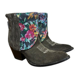 7 Charcoal Rough Out & Floral Leather Canty Boots®