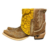 7 Embroidered Brown & Pressed Floral Leather Canty Boots®