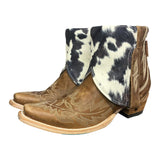 7 Embroidered Brown & Cowhide Printed Leather Canty Boots®