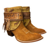 8 Cognac Rough Out & Moose Print Canty Boots®
