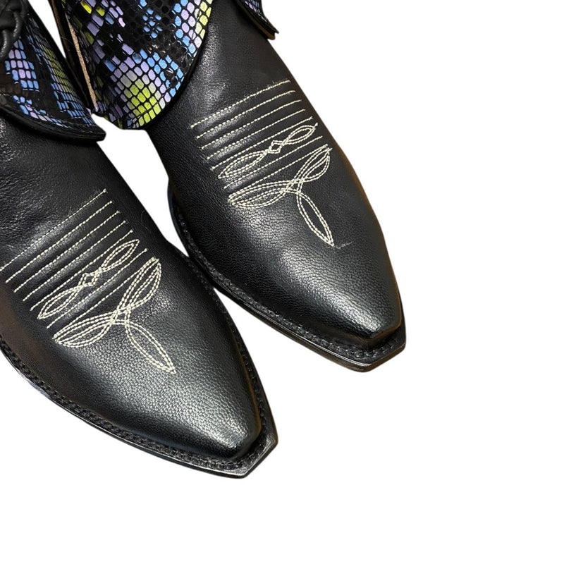 8 Black & Printed Exotic Leather Canty Boots® with Concho