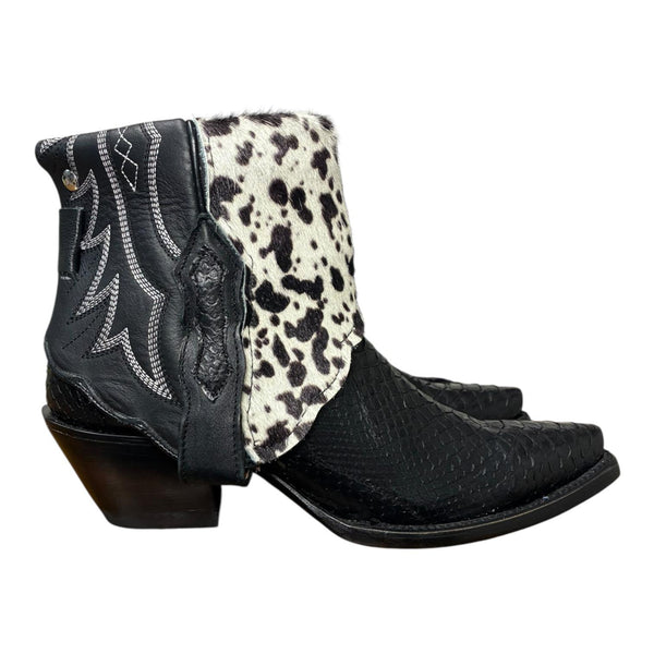 7.5 Exotic Black & Spotted Hair-on Hide Canty Boots®