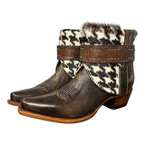 8.5 Brown & Houndstooth Hair-on Hide Canty Boots®