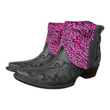11 Black & Pink Spotted Hair-on Hide Canty Boots® with Bow Concho