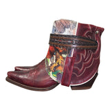 7.5 Red & Butterfly Printed Hair-on Hide Canty Boots®
