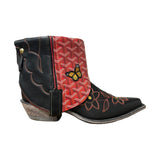 9.5 Black Floral & Designer Canty Boots® with Butterfly Patch