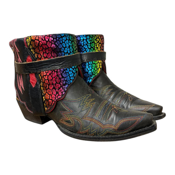 9 Embroidered Black & Metallic Leopard Print Canty Boots®