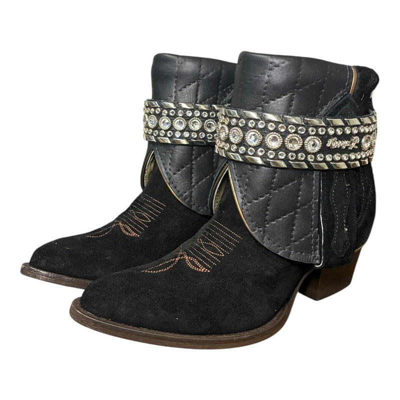 6 Black Rough Out & Quilted Leather Canty Boots®