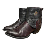9 Maroon & Black Quilted Leather Canty Boots® with Agate Concho