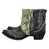 10 Embroidered Black & Printed Exotic Leather Canty Boots® with Opal Concho