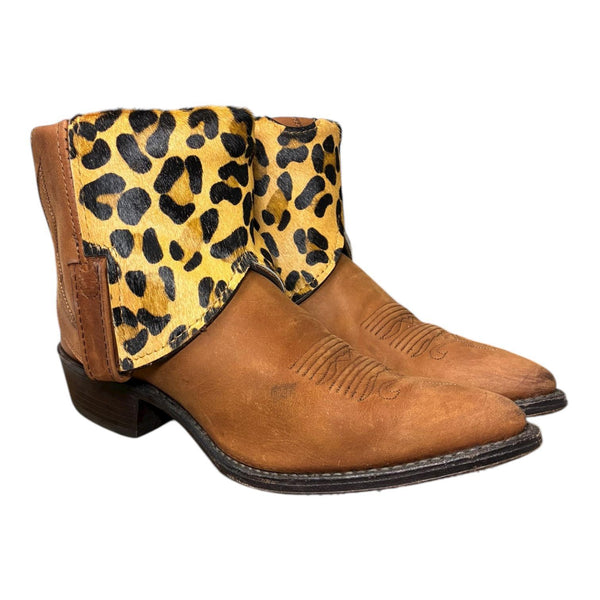 8.5 Brown & Leopard Hair-on Hide Canty Boots®
