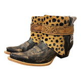 9 Embroidered Brown & Leopard Hair-on Hide Canty Boots®