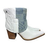 9.5 White & Designer Denim Stacked Heel Canty Boots®