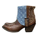 8 Embroidered Brown & Designer Denim Canty Boots®