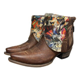 11 Brown & Butterfly Printed Hair-on Hide Canty Boots®