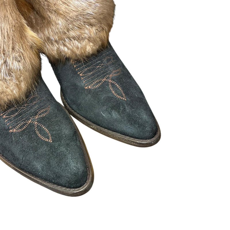 10 Black Rough Out & Beaver Fur Canty Boots®
