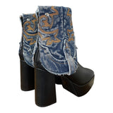 9.5 Black & Blue Denim Textile Platform Canty Boots®