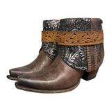8 Brown & Metallic Floral Leather Canty Boots®