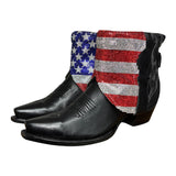8 Black & American Flag Crystals Canty Boots®