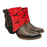 7 Tooled Black & Red with Horse Print Canty Boots®